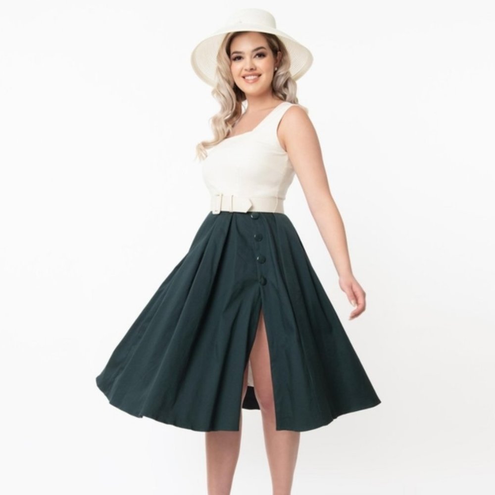 NWT Collectif Cheryl Swing Dress XS UK 8 US 4 fit and flare green